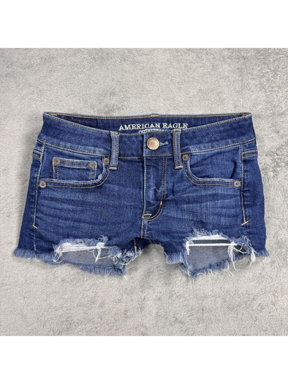 American Eagle Low Rise Denim Micro Shorts Womens 00 Super Stretch Festival 00s